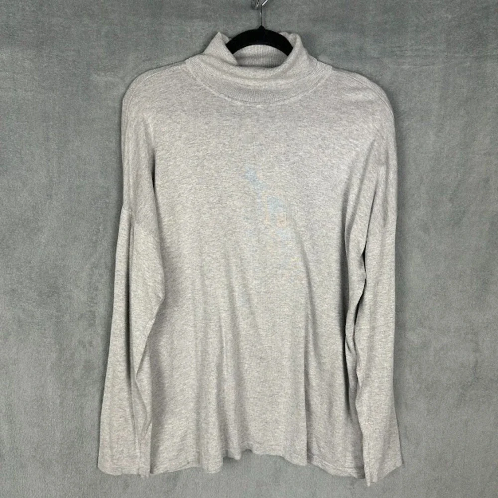 J Jill Sweater Womens Extra Large Gray Silk Cotton Turtleneck Neutral Preppy